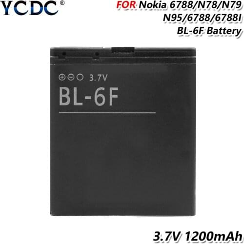 YCDC 3.7V 1200mAh Original Lithium battery Rechargeable 3.7v bl6f BL-6F BL-6F BL 6F Battery For Nokia N78 N79 N95(8G) 6788 6788I