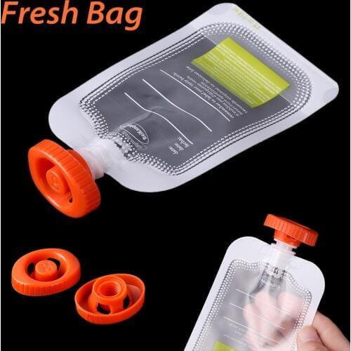 10Pcs Baby Food Fresh Bag Reusable Baby Fresh Squeezed Pouch Weaning Food Puree Squeeze Cover Lock Storage Food Bag
