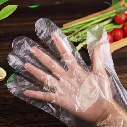 Plastic Disposable Gloves 100pcs Food Kitchen Accessories Dining Eco-friendly Vegetable Transparent Gloves Christmas Party QR1