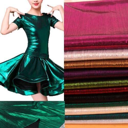 Stretchy Bronzing Fabric Bullet Lycra Dancing Dress Spandex Wedding Costume DIY Stage Cosplay Skirt 150*50cm