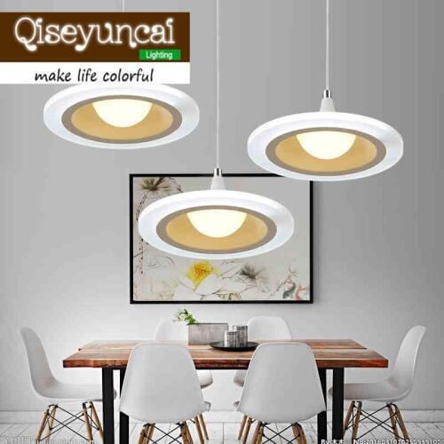 Qiseyuncai LED restaurant chandelier modern minimalist round three head living room bar table acrylic lighting