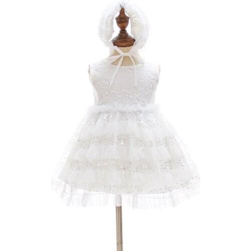 Lovely White Christening Dress Princess Toddler Birthday Party Ball Gown Newborn Children Baptism Baby Girl Summer Dress 1 Year