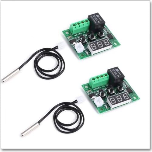 2pcs XH-W1209 Thermostat DC12V Mini Regulator Digital Temperature Controller For Incubator Temp Control Switch Plate Red light