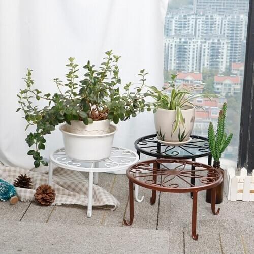 Garden Storage Rack Stand Floor Display Shelf Potted Stander Wrought Iron Home Decor Classic Style Plant Balcony Create Round