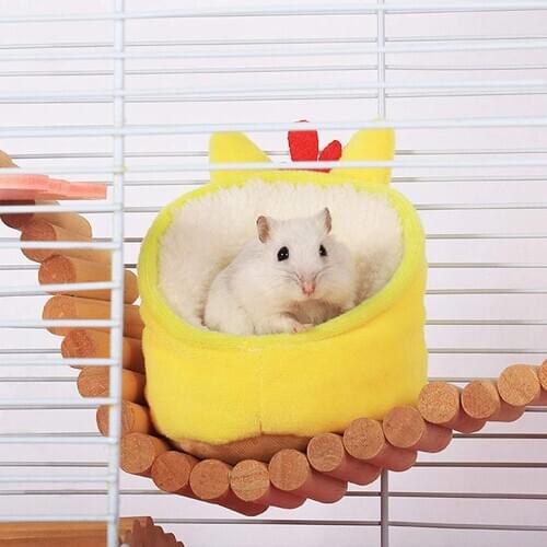 Cute Sponge Hamster House Squirrel Non-slip Nest with Mat Small Animal House Nest Winter Warm Guinea Pig Accessories Rat Bed