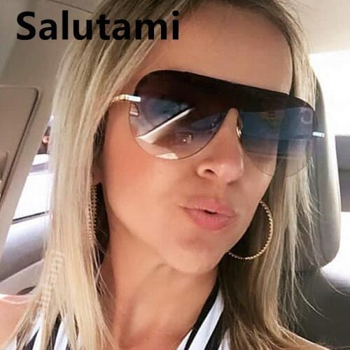 Rimless One Piece Aviation Sunglasses For Women 2020 New Brand Gradient Sun Glasses Men Retro Alloy Pilot Shades Oculos Feminino