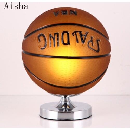 Modern Glass LED Table Lamp Creative Football Basketball Childrens Room Reading Bedroom Lighting Gift College Dorm Desk Lamp