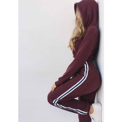 Tracksuit Women 2 piece set Hoodies Sweatshirt Crop Tops 2018 Striped Pants Casual Suits Female Ladies workout two piece set