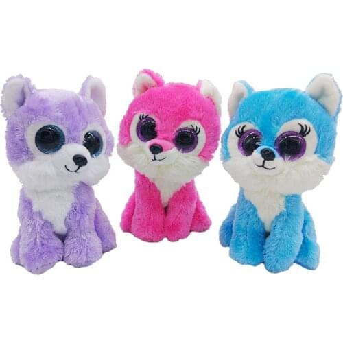 Ty Beanie Big Eyes Stuffed Plush Animal Blue Pink Purple Wolf Collection Cute Wolf Toy Doll Child Birthday Christmas Gift 15CM