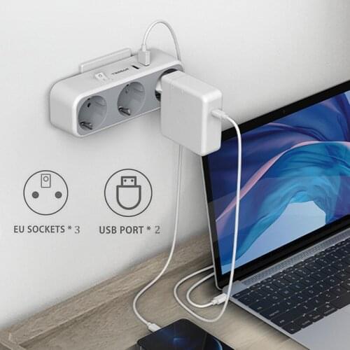 TESSAN 5 in 1 Multi Outlets Power Strip Travel Power Adapter EU Plug Charge Smart 5V/2.4A Fast Charging USB Socket 110~250
