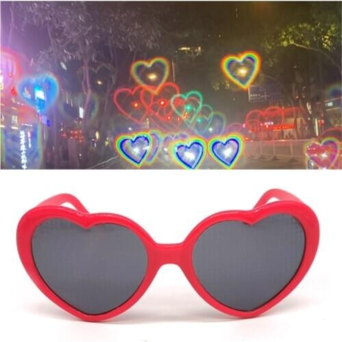 Magic Love Heart Shaped Special Effect Glasses Girls Gift Sunglasses Light Source to Love Rom 7 Colors Wholesale DropShipping