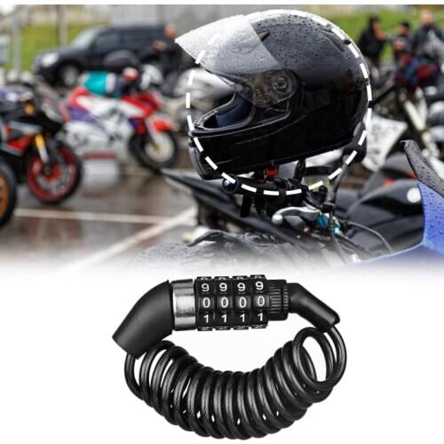 Durable Classic Helmet Lock Chain 4 Digit Password Combination Portable Bike Motorcycle Anti-theft Cable Lock Stitch Motor Part