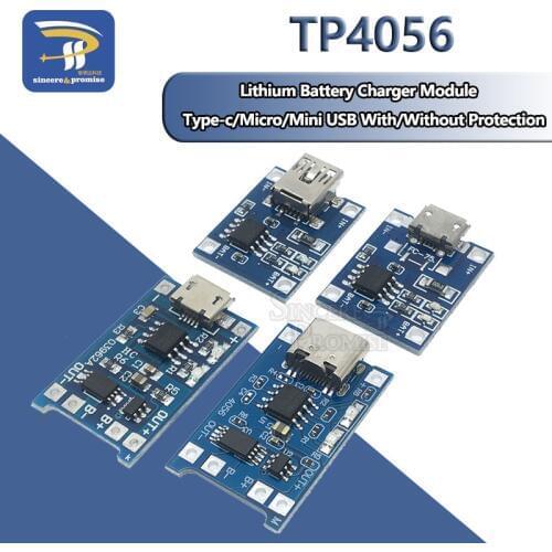 Mini Micro Type-c USB 5V 1A 18650 TP4056 Lithium Battery Charger Module Charging Board With Protection Dual Functions 1A Li-ion
