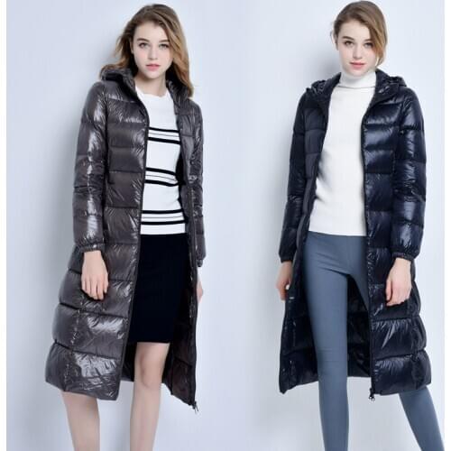 Women Winter Down Jacket Long Down Coat Female Fashion Jacket Hooded Warm Clothes Thick Slim Jackets Ladies Clothes W1105