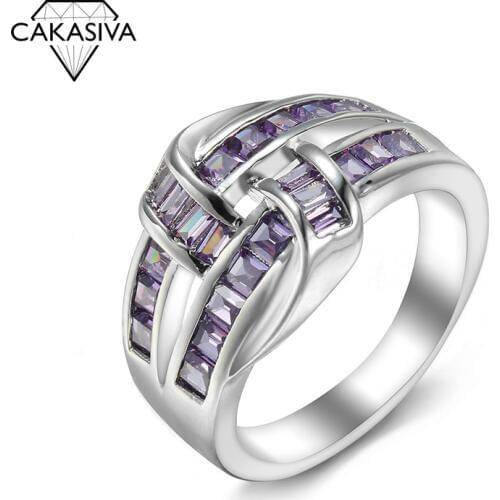 Womens 925 Silver Ring Inlaid Amethyst Engagement Wedding Birthday Gift Jewelry Gemstone Ring