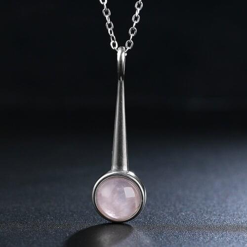 Romantic Natural Rose Quartz Pendant Necklace S925 Sterling Silver Necklace for Women Wedding Engagement Party Gift Jewelry