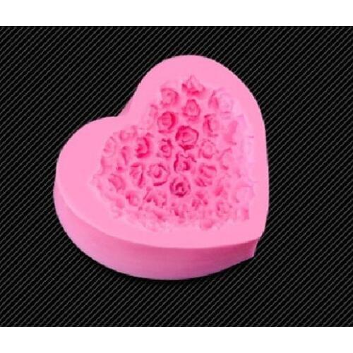 1PC 3D Rose Flower Bouquet Loving Heart Shape Valentines Day Gift Present Fondant Cake Mold Silicone Sugar Chocolate JK 0872