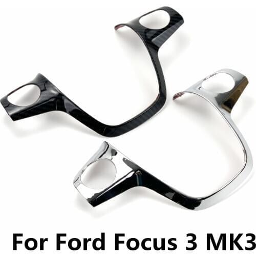 1pc ABS Chrome trim steering wheel paillette cover sticker case for Ford Focus 3 mk3 2012-2014 auto accessories