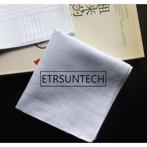 100pcs 100% Cotton Handkerchief White Hanky Pocket Squares Hanky Men Women Pocket Handkerchiefs 40cm*40cm
