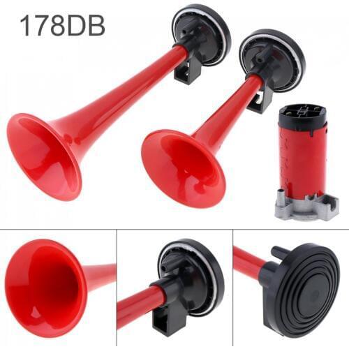 12V / 24V 178dB Super Loud Dual Tone Air Horn Set Trumpet Compressor for Motorcycle Car Boat Truck Vehicles