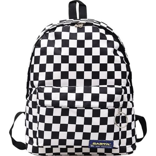2020 Unisex Plaid Nylon Female Travel Daypack Laptop Backpack Book Schoolbags Feminina School Casual Rucksack Women Bag Rugzak