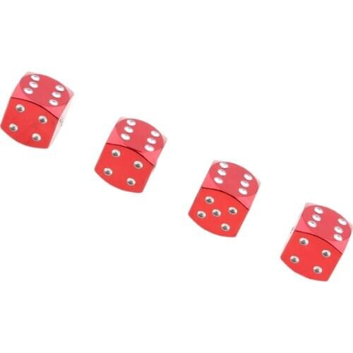 4Pcs Dice Shape Tyre Valve Covers Caps Stems For Car Bike Truck Motorcycle Red