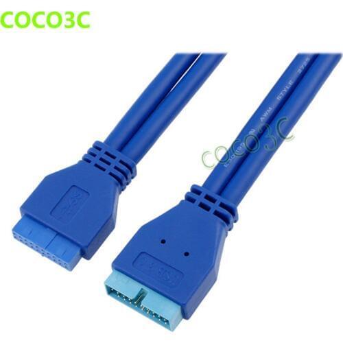 50cm Motherboard 19P / 20 Pin Male to Female Port Cable 5Gb/s USB 3.0 Header M/F extension cable