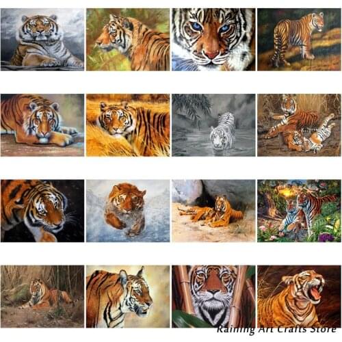 5D Diy Diamond Painting Embroidery Tiger Forest Animal Full Drill Cross Stitch Rhinestone Mosaic Pictures Handmade Decor Gifts