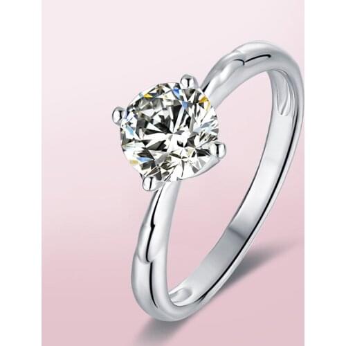 925 Silver Moissanite Ring 4 claws special design setting round excellent cut Engagement Anniversary Gift