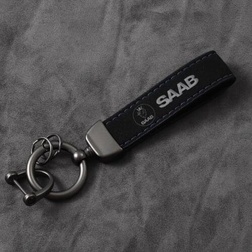 For Saab 9-3 9-5 93 95 9000 900 9-7 600 428 03-10 99 9-X Car Styling New Fashion Leather Keychain Key Rings with car logo
