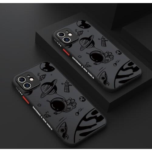 Anime Planet Astronaut Phone Case For iPhone 12 11 Pro Max Mini XS XR X 7 8 Plus SE2 Luxury Shockproof Armor Matte Hard PC Cover