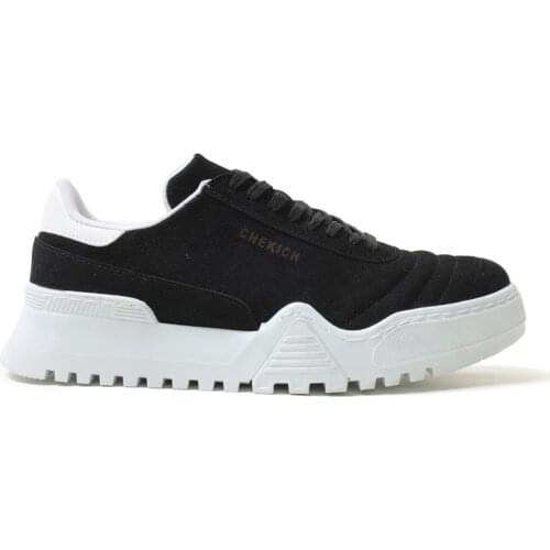 Chekich Mens Shoes Black Color Lace Up Closure Type Spring Season Breathable Comfortable Casual Male Sneakers Lightweight Fabric Driving New-Brand Travel Outdoor Fashion Orthopedic Design White Sewing Outsole CH037 V3