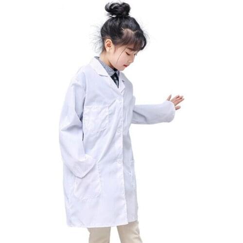 Children Nurse Doctor White Lab Coat Laboratory Hospital Uniform Top Kids Boys Girls Warehouse Work Wear Performance Costume