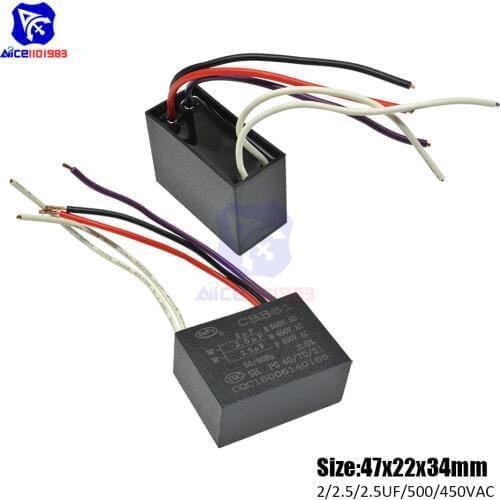 Diymore CBB61 AC 450 -500V 2μF/2.5μF/2.5μF±5% Capacitance 50/60Hz 5 Wires Running Capacitor for Air Conditioner Fan Motor