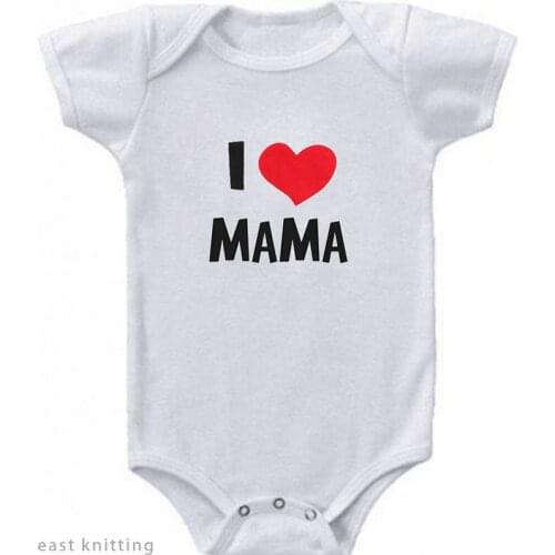 Dreastern Newborn Baby Clothes Short Sleeve Girl Boy Clothing I Love Papa Mama Design 100%Cotton Rompers de bebe Costumes White