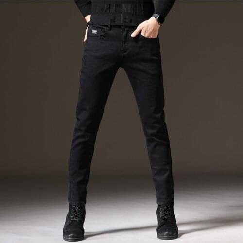 Mens Jeans 2021 Solid Black Classics Casual Denim Pants Man Spring Summer Fashion Trend Straight Slim Pencil Pants Men