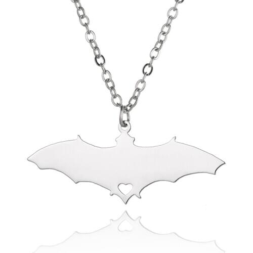Elfin Flying Bat Necklaces Stainless Steel Cute Fruit Bat Charm Necklaces For Women Girls Bat Jewellery