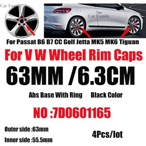 63mm Emblem 7D0601165 4pcs Badge For Passat B6 B7 CC Golf MK5 MK6 Tiguan Car Wheel Center Label Hub Cap Auto Logo Cover