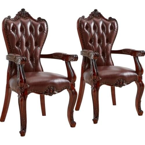 Solid wood armchair, desk chair, European dining chair, home adult carved stool, back chair, American retro chair