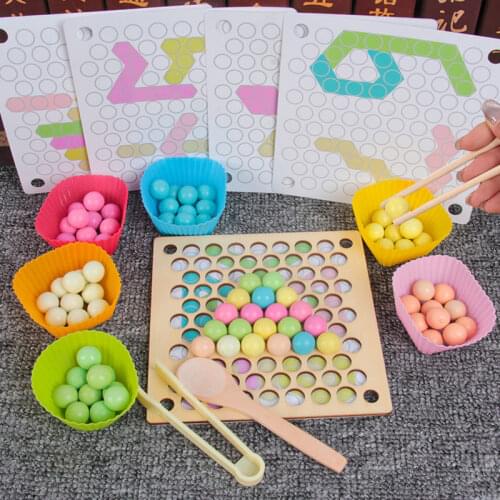 Wooden Beads Game Montessori Educational Early Learn Children Clip Ball Puzzle Preschool Toddler Toys Kids For Children Gifts