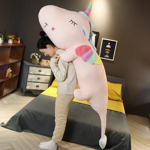 100-140cm Giant Unicorn Plush Toy Soft Stuffed Unicorn Soft Dolls Animal Horse Toys For Children Girl Pillow Birthday Gifts