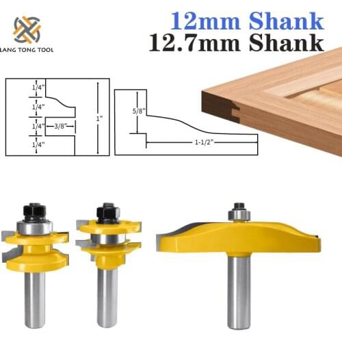 LANG TONG TOOL 3PCS Rail & Stile Ogee Blade Cutter Panel Raised Cabinet Router Bit Set Door Tenon Woodworking Tools LT004