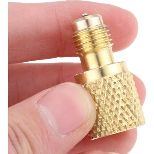 R134A Brass Adapter Fitting 1/4" Male to 1/2" Female Acme Refrigerant Tank Adapterr with Valve Core for AC Refrigerant System