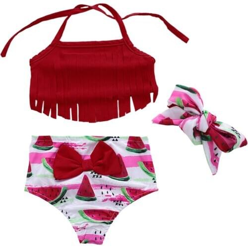 Summer Watermelon Swimwear Kids Girls Baby Halter Bathing Suit Beachwear Spaghetti Strap Swimsuit