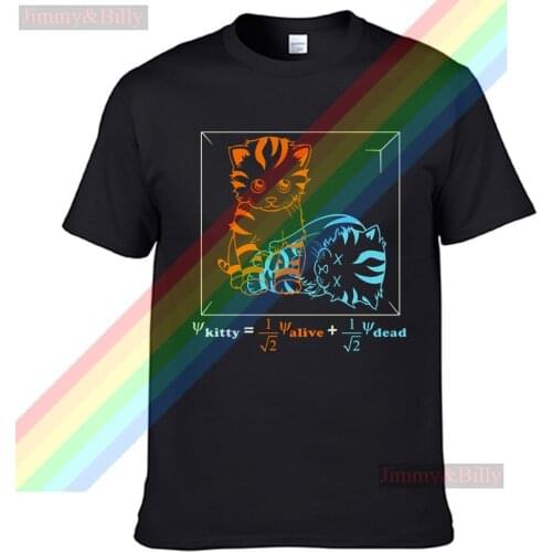 Schrodingers Cat Two Painted Cats Summer Print T Shirt Clothes Popular Shirt Cotton Tees Amazing Short Sleeve Unique Unisex Tops