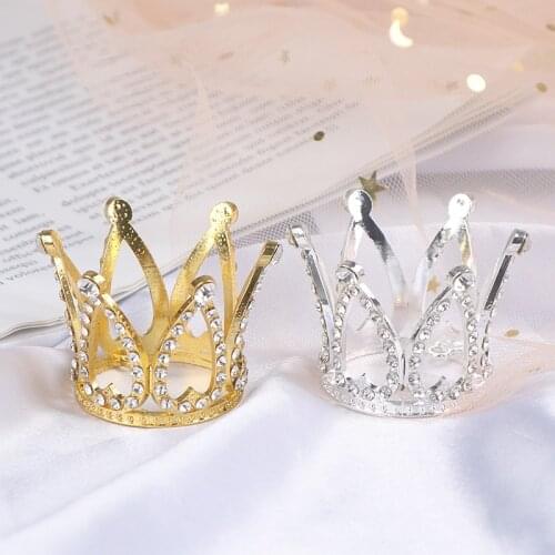 Mini Crown Princess Topper Crystal Pearl Tiara Children Hair Ornaments For Wedding Birthday Party Cake Decorating Tools