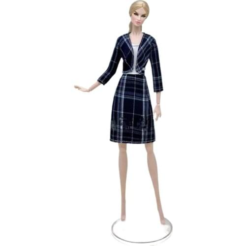 Fashion Plaid Coat Tops Dress 1/6 BJD Clothes For Barbie Doll Clothes Outfit Princess Gown 11.5" Dolls Accessories Girl Toy Gift