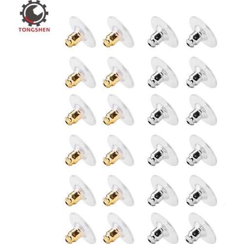 Earring Backs Secure Kit 200 Pcs Upgraded Safety Bullet Shape Earing Clutch Back 100 Pcs Golden and 100 Pcs Silver