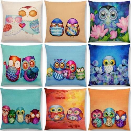 Owl animal Pattern Pillow Case Throw Pillowcase Cotton Linen Printed Pillow Covers For Office Home Textile