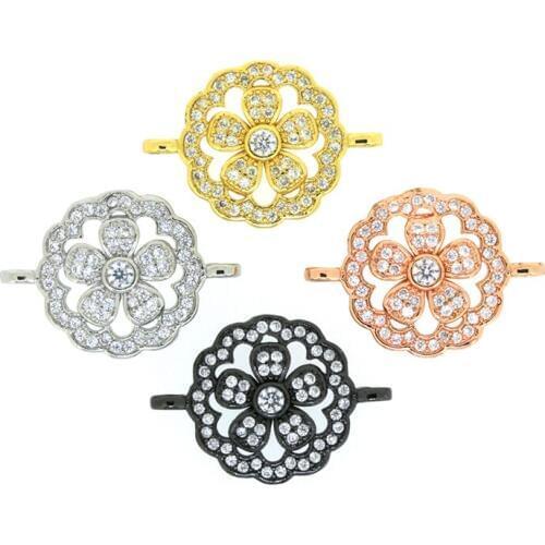 Wholesale 10 Vintage Jewelry Fittings Flower conbic zironia Pinch Push Clasps Hot Sale Jewelry Connectors For Jewelry Making